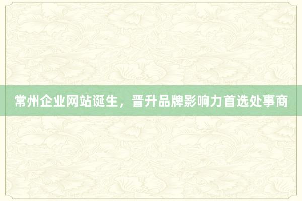 常州企业网站诞生，晋升品牌影响力首选处事商